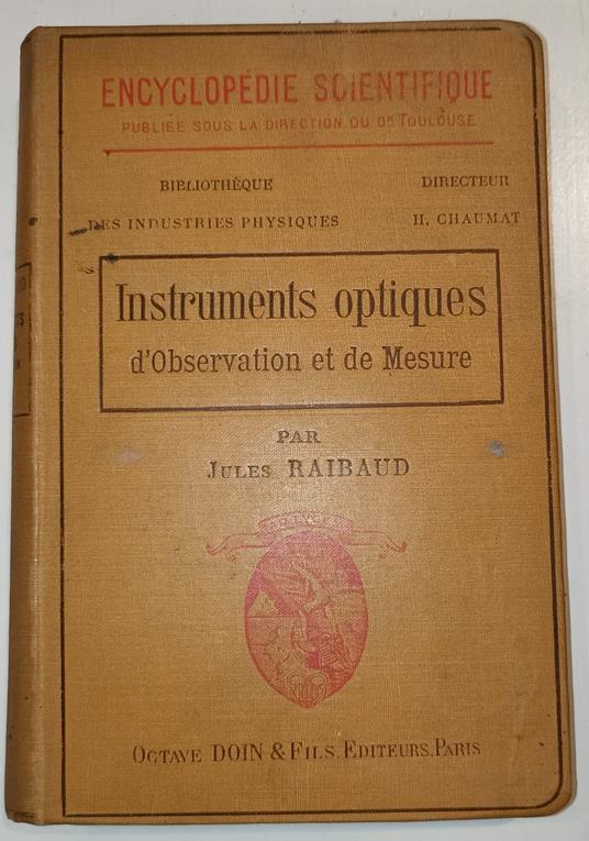 Instruments optiques d'obsevartion ed de mesure - copertina
