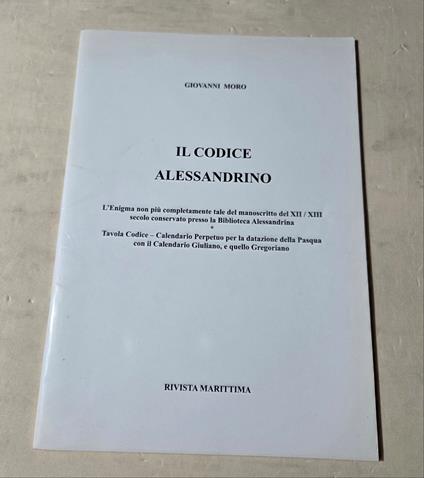 Il Codice Alessandrino - Giovanni Moro - copertina