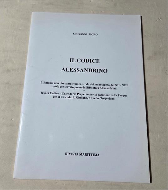 Il Codice Alessandrino - Giovanni Moro - copertina