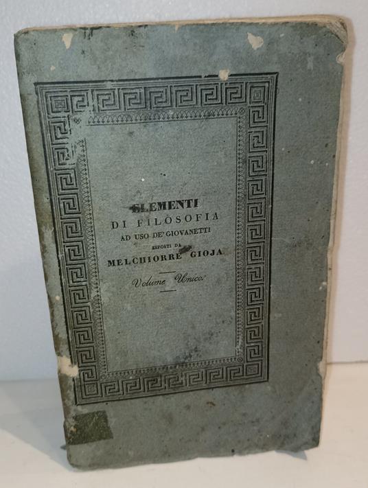 Elementi di filosofia ad uso dè giovanetti - copertina