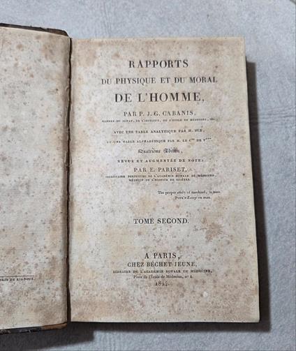 Rapports du physique et du moral de l'homme - Tome second - copertina