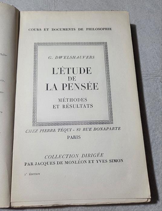 L'etude de la pensee - Methodes et resultats - copertina