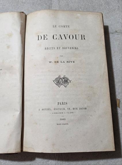 Le Comte de Cavour recits et souvenirs - W. de La Rive - copertina