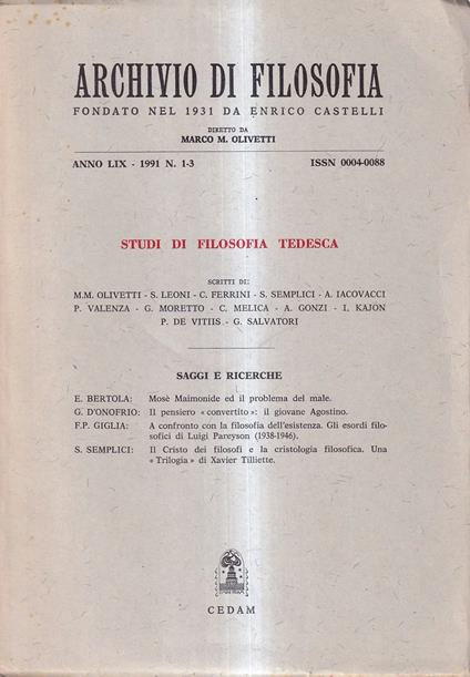 Studi di filosofia tedesca - copertina