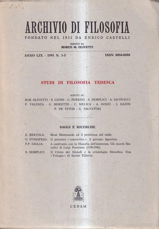 Studi di filosofia tedesca - copertina