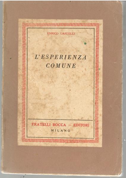 L' Esperienza Comune - Enrico Castelli - copertina