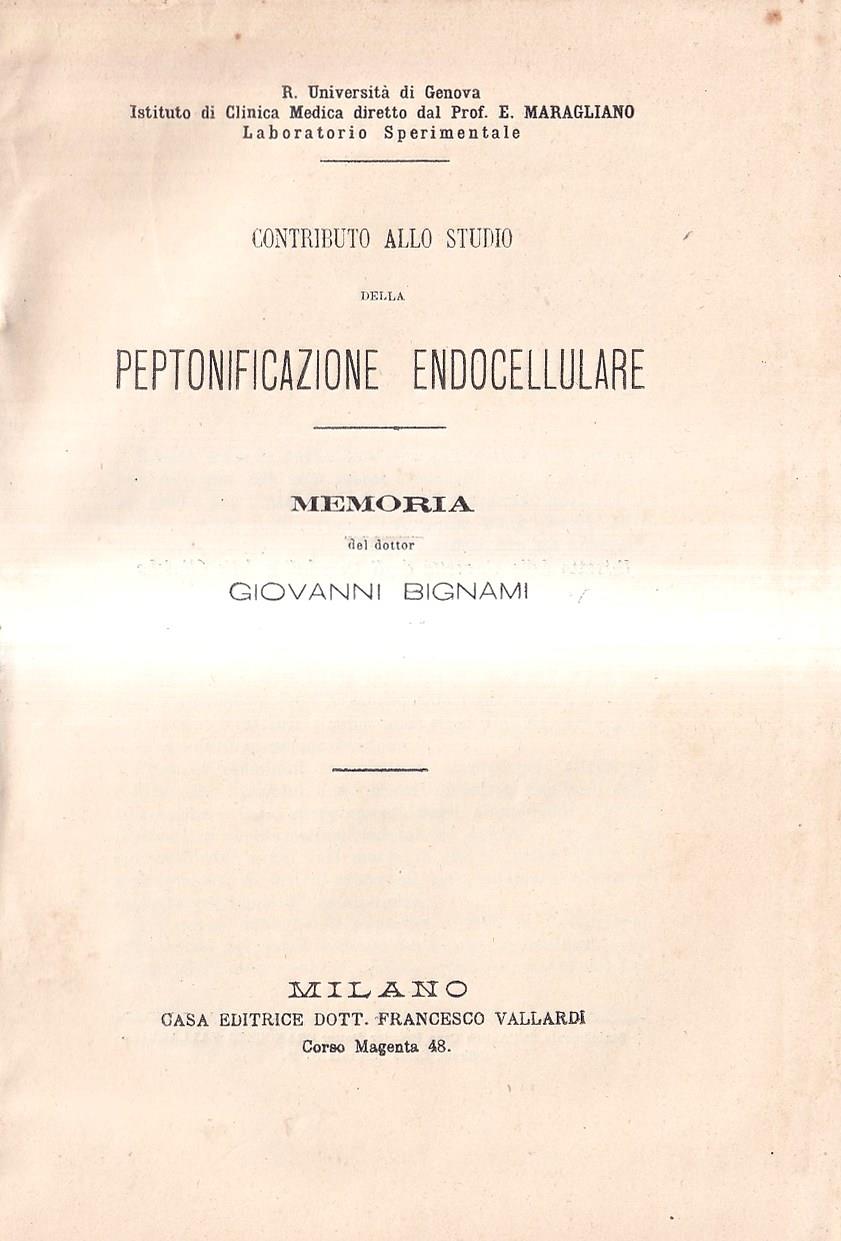 Contributo allo studio della peptonificazione endocellulare