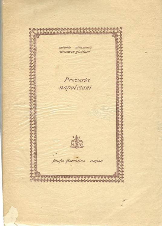 Proverbi napoletani - Antonio Altamura - copertina