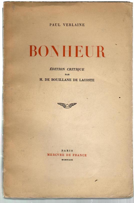 Bonheur - Paul Verlaine - copertina