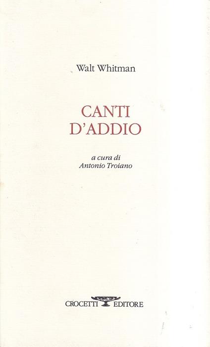 Canti d'addio - Walt Whitman - copertina