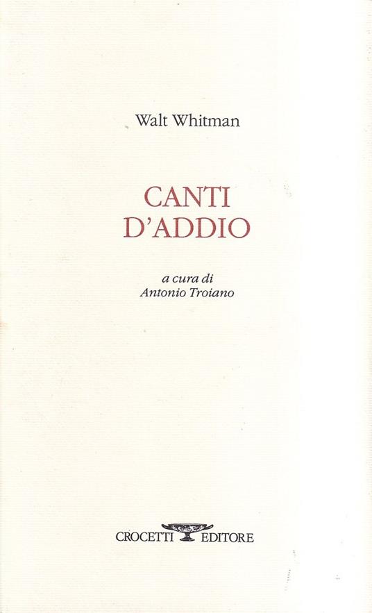 Canti d'addio - Walt Whitman - copertina