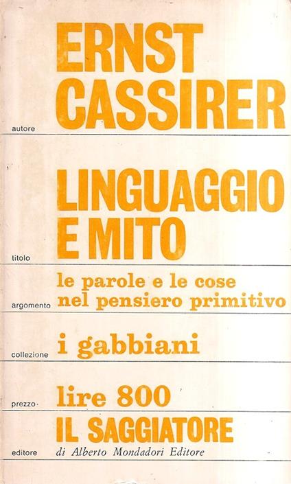 Linguaggio e mito. Le parole e le cose nel pensiero primitivo - Ernst Cassirer - copertina