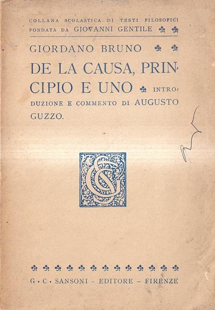 De la causa, principio e uno - Giordano Bruno - copertina