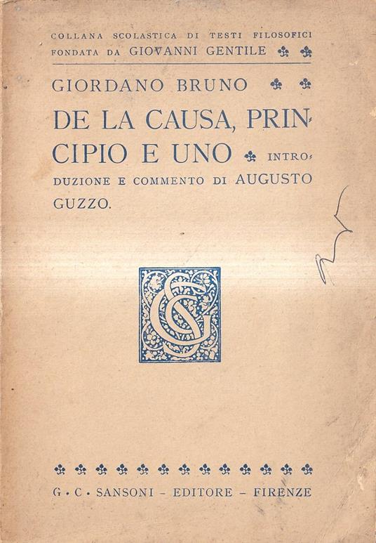 De la causa, principio e uno - Giordano Bruno - copertina