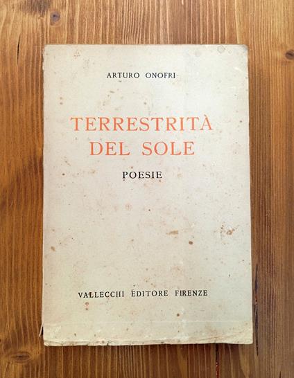 Terrestrità del Sole. Poesie - Arturo Onofri - copertina