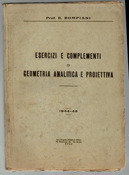 Esercizi e complementi di geometria analitica e proiettiva volume - copertina