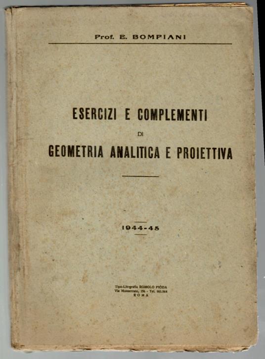 Esercizi e complementi di geometria analitica e proiettiva volume - copertina