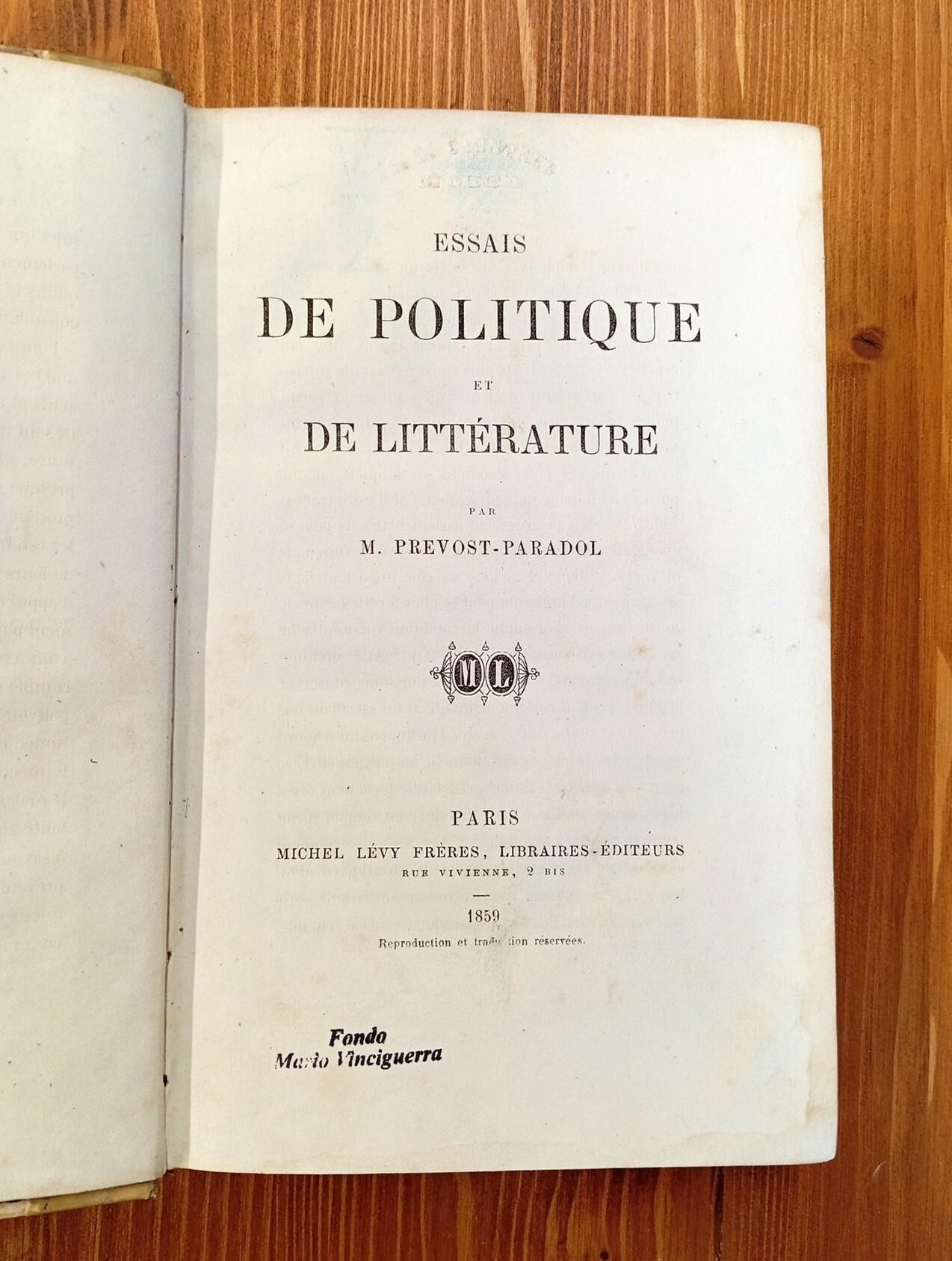 Essais de politique et de littérature