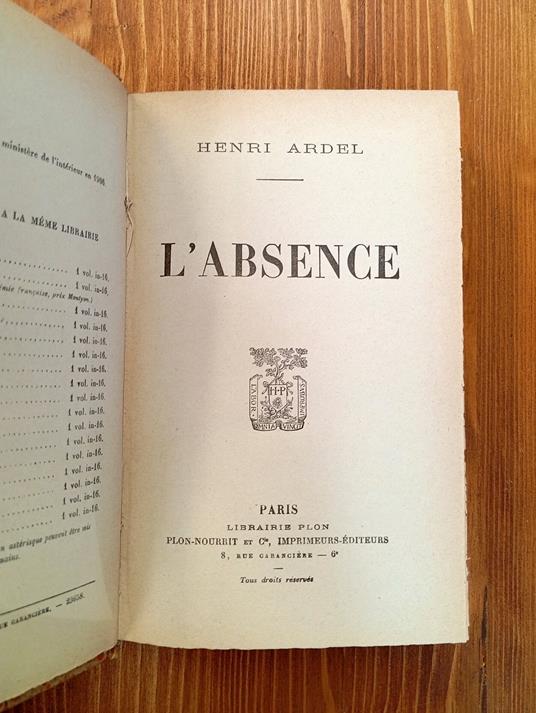 L' absence - copertina