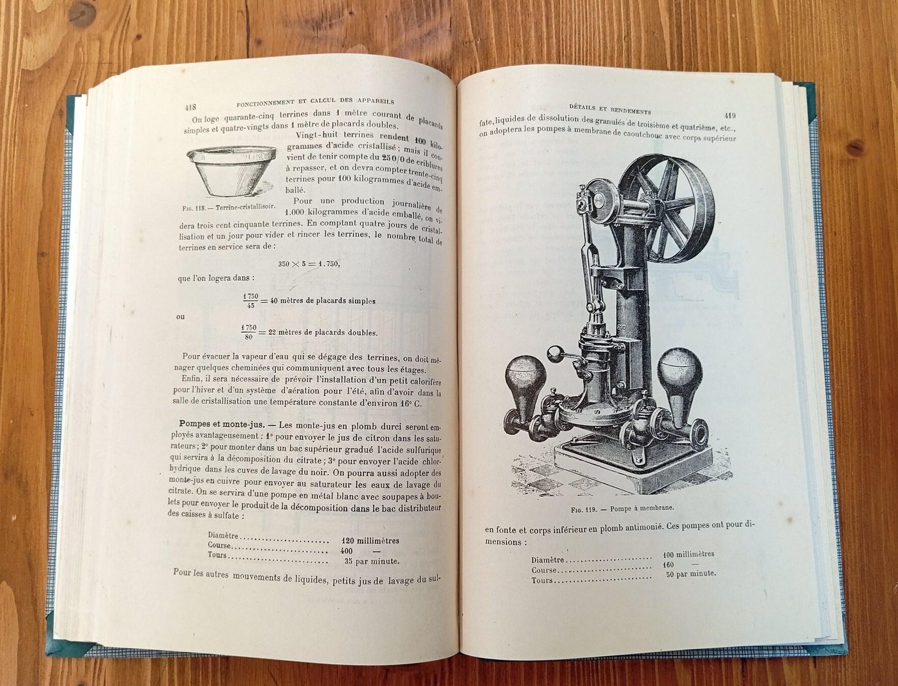 La grande industrie des acides organiques. Bitartrate de potassium - acide tartrique - acide citrique. Commerce, fabrication, calculs et devis d'installation
