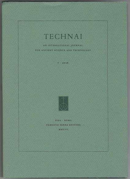 TECHNAI. An International Journal for Ancient Science and Technology 7 - 2016 - copertina