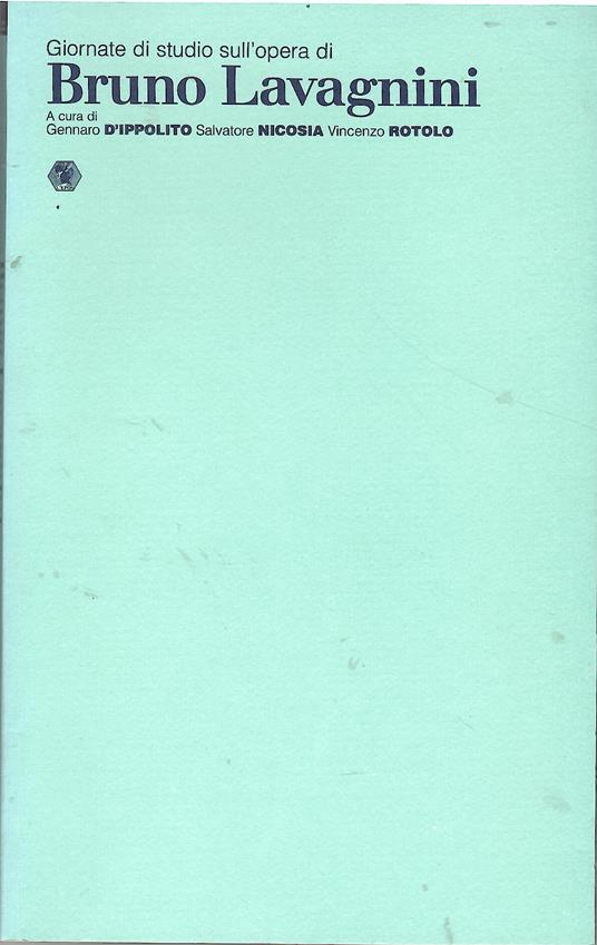 Giornate di studio sull'opera di Bruno Lavagnini : Palermo, 7-8 maggio 1993 : atti - copertina