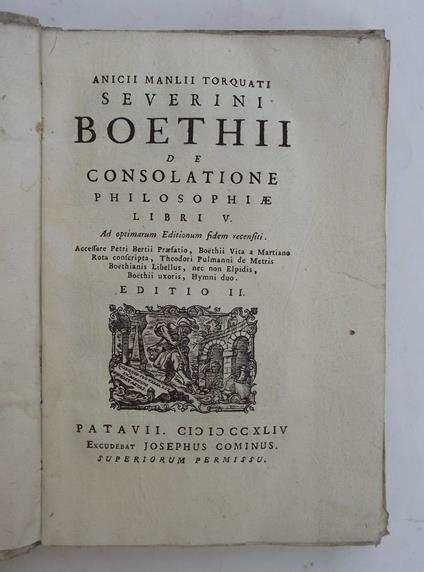 De consolatione philosophiae libri V - copertina