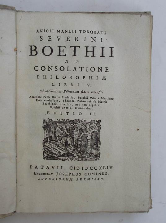 De consolatione philosophiae libri V - copertina