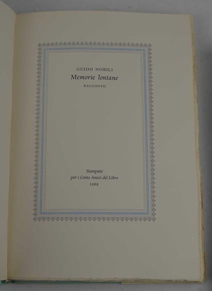 Memorie lontane - copertina