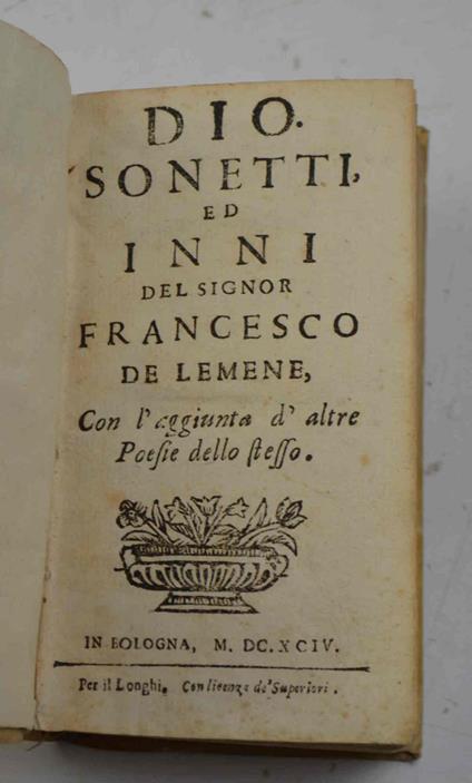 Dio, Sonetti, ed Inni con l'aggiunta d'altre Poesie dello stesso - copertina