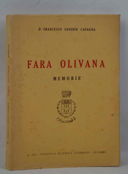 Fara Olivana. Memorie - copertina