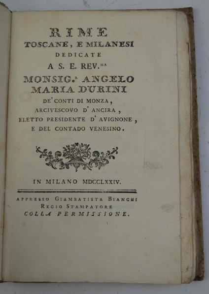 Rime toscane, e milanesi.. - copertina