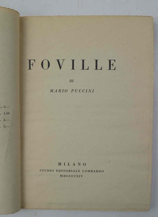 Foville - Mario Puccini - copertina