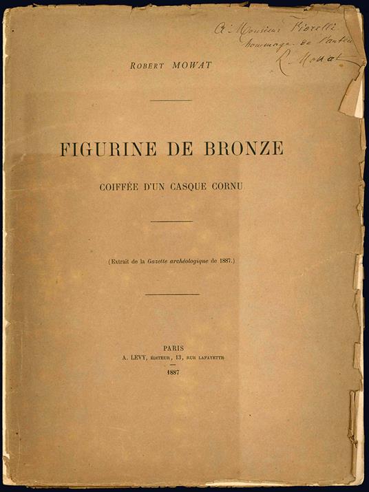 Figurine de bronze coiffée d'un casque cornu. (Extrait de la Gazette archéologique de 1887) - Robert Mowat - copertina