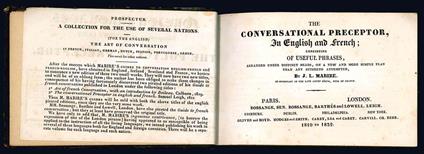 The conversational preceptor, in English and French consisting of useful phrases, arranged under distinct heads, on a new and more simple plan than any hitherto attempted - copertina