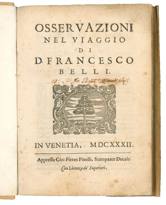 Osservazioni nel viaggio di D. Francesco Belli - Francesco Belli - copertina