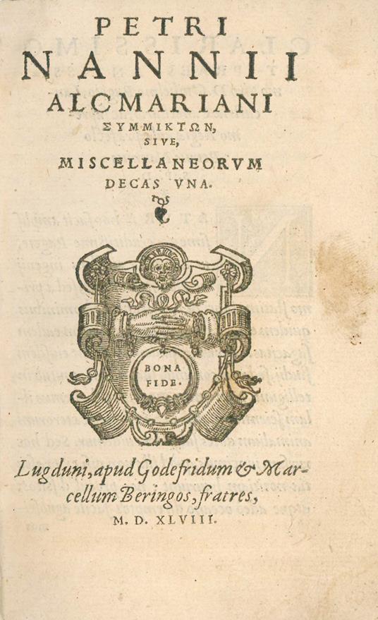 Συμμίκτον, sive, Miscellaneorum decas una - Petrus Nannius - copertina