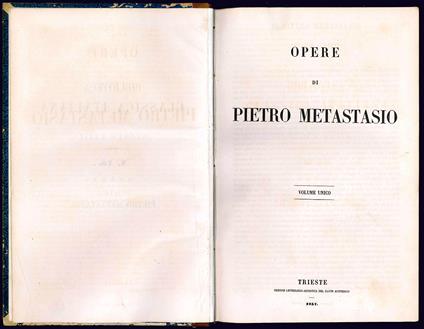 Opere di Pietro Metastasio. Volume unico - Pietro Metastasio - copertina