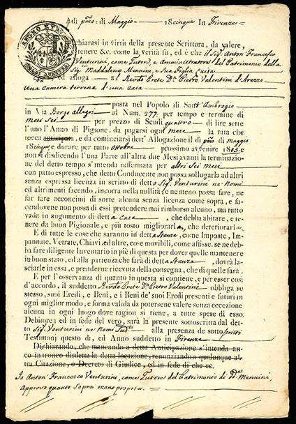 Collezione formata da 10 note di credito ipotecario e cambiali, tutte di area toscana e datate tra il 1805 e il 1821 - copertina