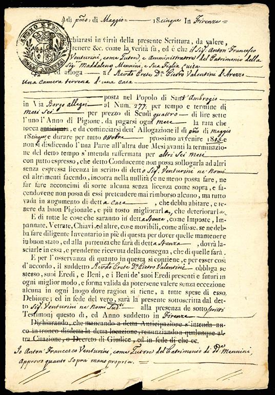 Collezione formata da 10 note di credito ipotecario e cambiali, tutte di area toscana e datate tra il 1805 e il 1821 - copertina