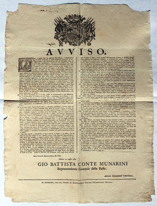 Avviso - Ducato Di Modena-Poste - copertina