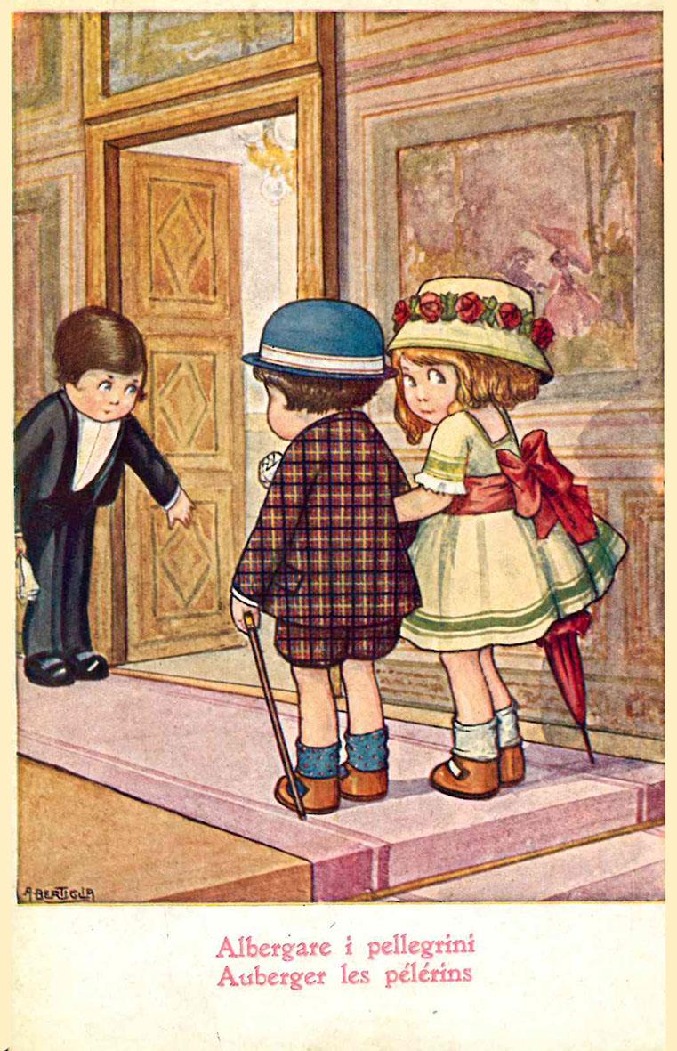 10 cartoline raffiguranti bambini (mm 90x140 ca.)