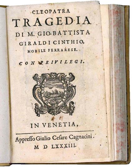 Cleopatra tragedia - Giovanni Battista Giraldi Cintio - copertina