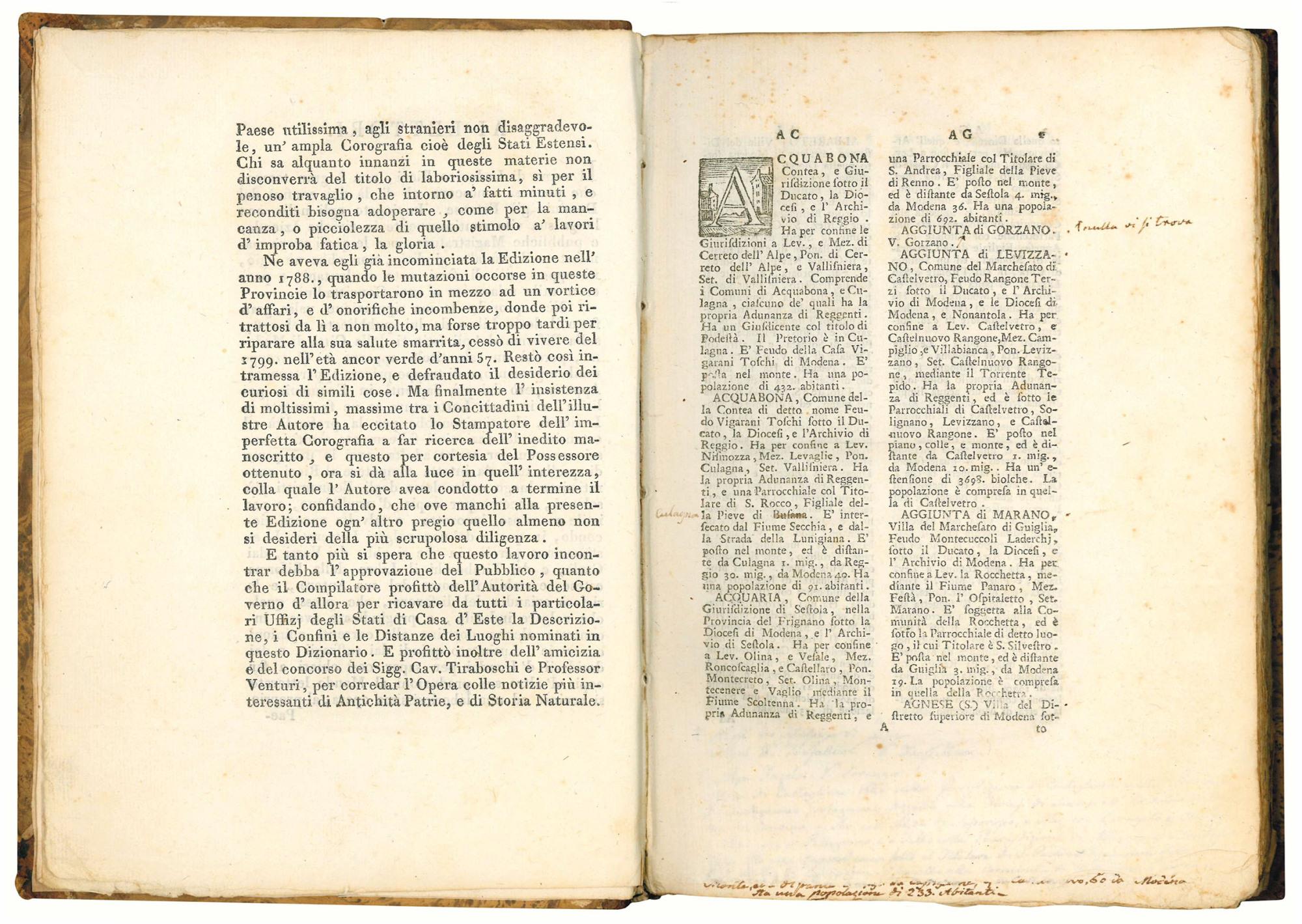Corografia dei territori di Modena, Reggio e degli altri stati appartenenti alla casa d'Este compilata da Lodovico Ricci l'anno 1788