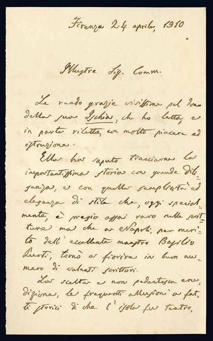 Lettera autografa. Firenze: 24 aprile 1910 - copertina