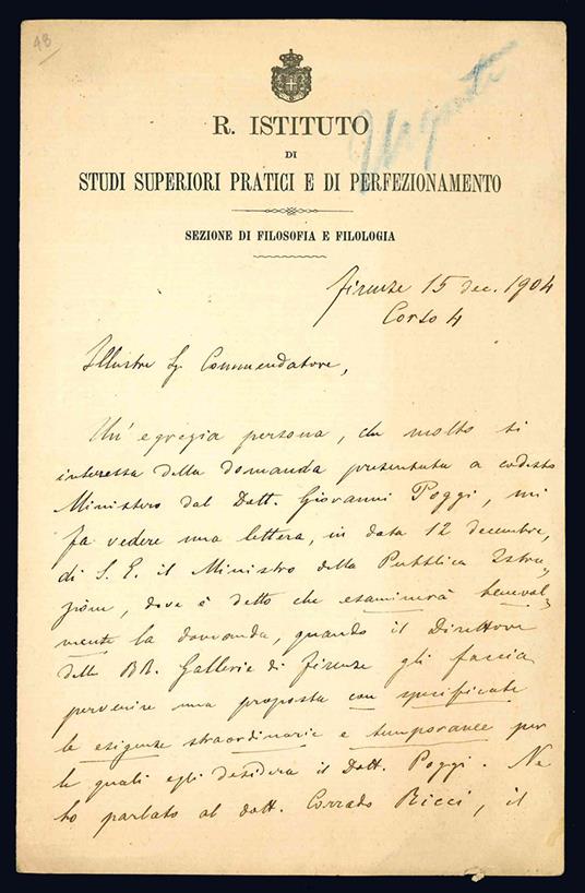 Lettera autografa. Firenze: 15 dicembre 1904 - Ermenegildo Pistelli - copertina