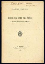 Ricerche sull'autore della cronaca 