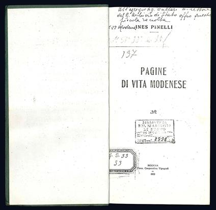 Pagine di vita modenese - Ines Pinelli - copertina