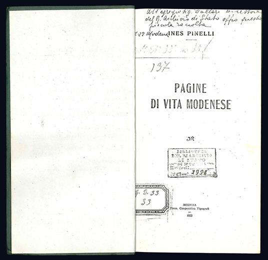 Pagine di vita modenese - Ines Pinelli - copertina