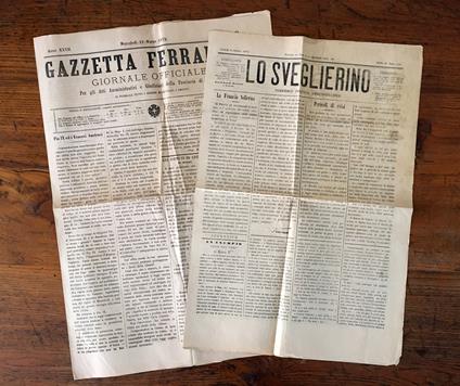 Lo Sveglierino (6 ottobre 1873). Gazzetta ferrarese (18 marzo 1874) - copertina